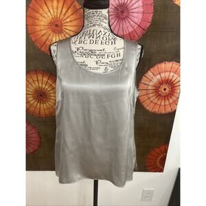 Talbots 100% Silk Silver Sleeveless Tank Quiet Luxe Timeless Elegance Sz 12P